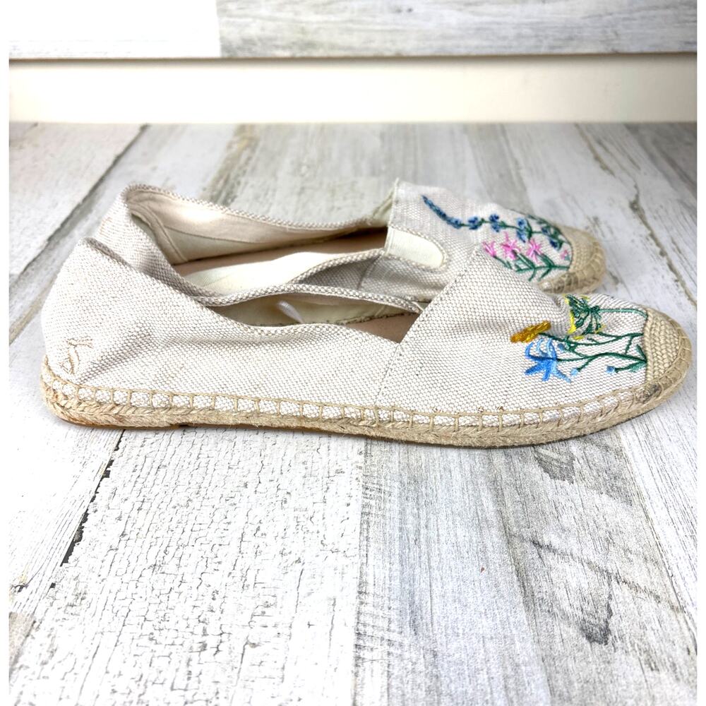 Joules Womens 11 Cream Shelbury Floral Embroidered Slip-On Espadrille Loafer NEW - Picture 2 of 9